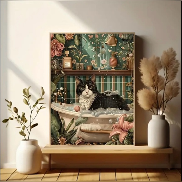 Canvas print of cat in bathroom art decor - Picture 3 of 5